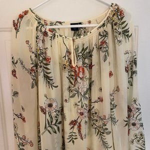 KaariBlue Sheer Floral Flowing Top w Slope Neck 3x